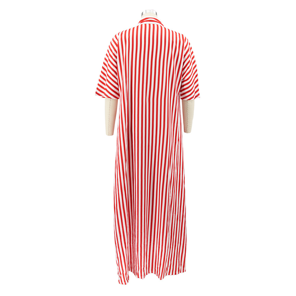 Women Clothing Striped Shirt Women Dress Split Dress French Dress