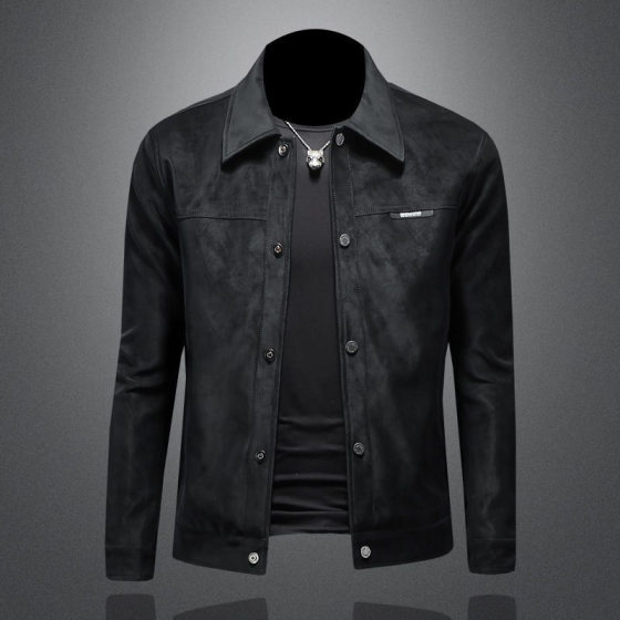 European Station Suede New Jacket Men's Spring and Autumn high quality Fashion Korean Style Slim Fit Leather Casual Jacket Trendy