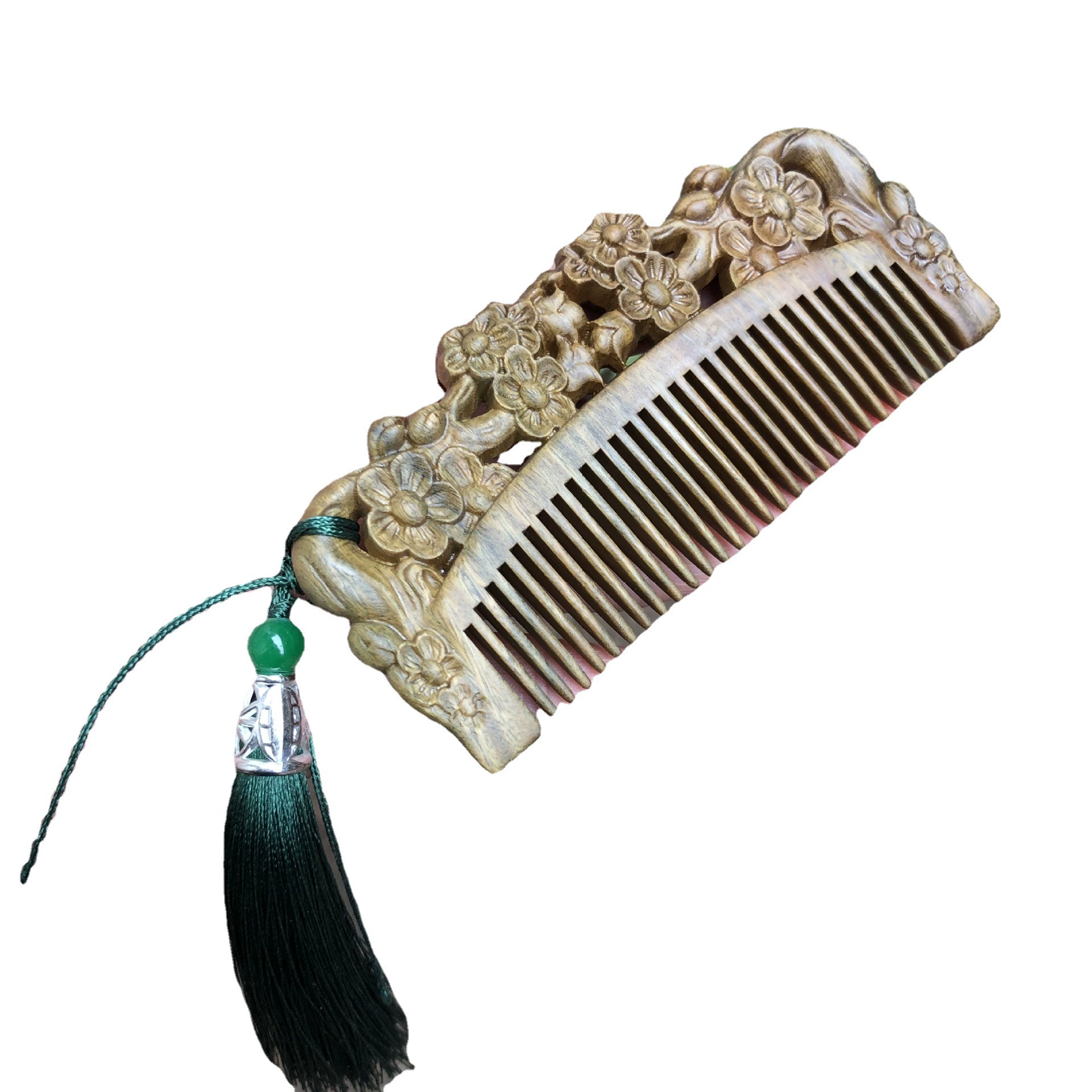 Peacock opening combs Argentine green sandalwood comb dense teeth combed plum combed combing the head meridians massage double -sided