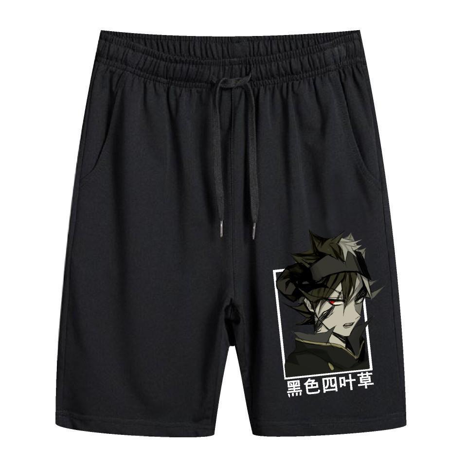 Black Clover negro trébol de cuatro hojas anime estampado verano hombres pantalones cortos anime anime anime hoodie transfronterizo