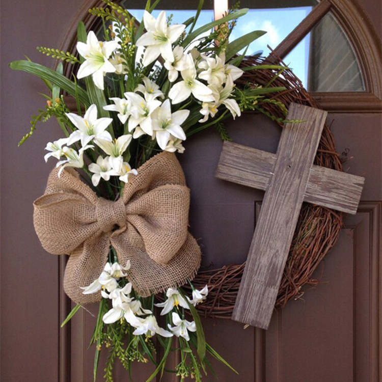 Pascua De Resurrección Pastoral Flor Nudo De Lazo El Plastico Tela Casa A Diario Festival Adornos Colgantes display picture 7