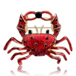 Korean-Style Creative Alloy Enamel Crab Brooch, Fashionable and Simple Suit Shirt Brooch Accessory: Br1592