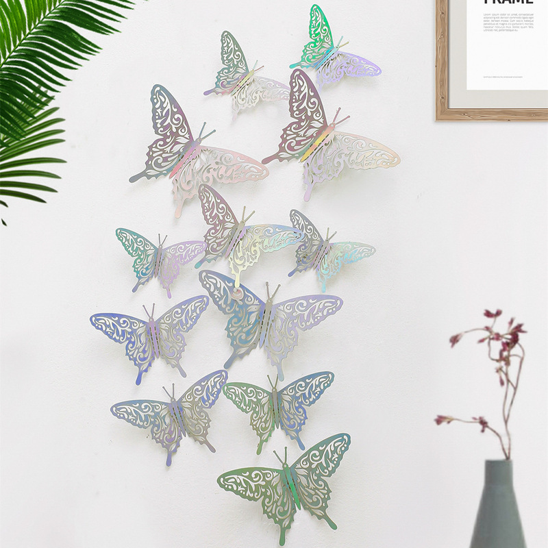 Wall decoration self-adhesive bedroom warm wedding room curtain refrigerator sticker hollow Pearl paper butterfly three-dimensional wall sticker Wall decoration self-adhesive bedroom warm wedding room curtain refrigerator sticker hollow Pearl paper butterfly three-dimensional wall sticker