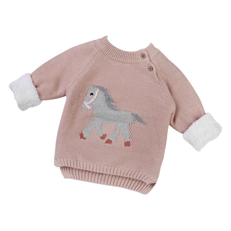 Girls Knitwears, Autumn and Winter Baby Velvet Thickeneded Pullover Knitwears, Stylish Kidsren's Clothing, Korean Style Baby Knitwears