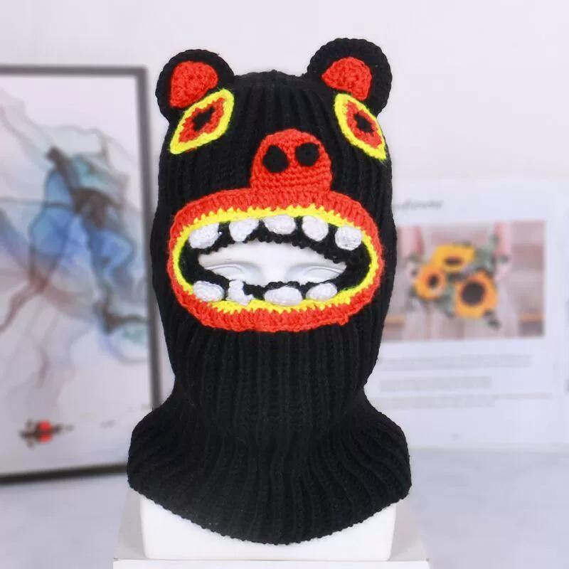 Knitted windproof mask with hood, hat, new collection