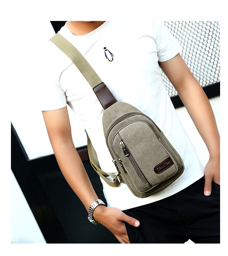New men's chest bag, casual sports single-shoulder canvas bag, construction site work wear-resistant crossbody bag, cross-border wholesale bag undefined