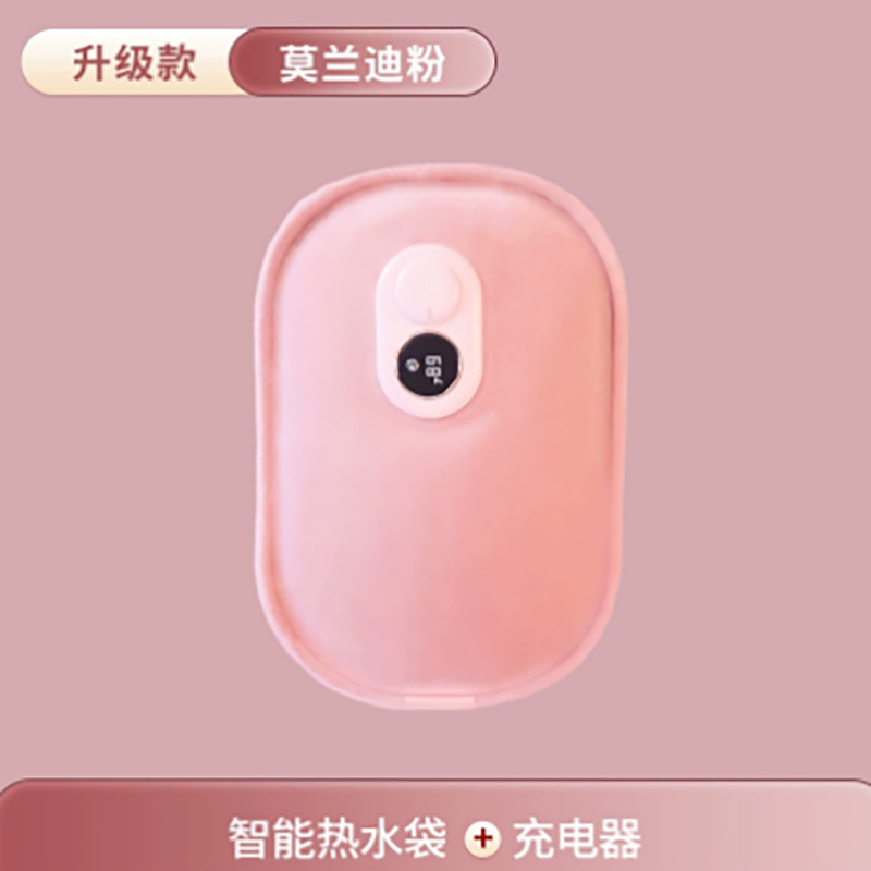 핑크 디지털 디스플레이 온수 가방 + 방폭 클립