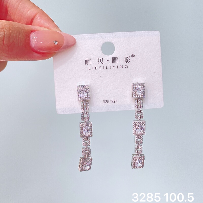 丽银丽贝丽影新款欧美时尚超闪锆石耳钉气质名媛风高级感轻奢耳饰|undefined