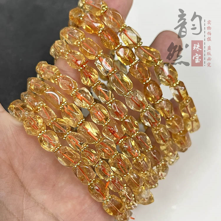 天然ブラジル産シトリン不定形ファセットツイストブレスレット diy ブレスレットイエロータワークリスタルファセットバケツビーズジュエリールースビーズ|undefined
