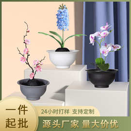 源头厂家塑料花盆批发仿真花蝴蝶兰装饰盆客厅摆件空心柱子配盖子