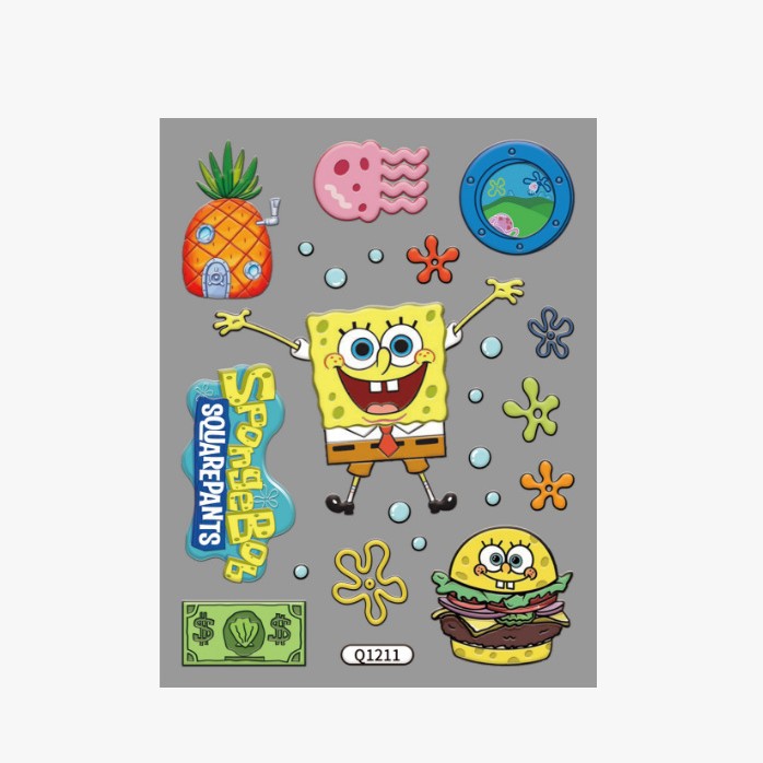 Linda pegatina de vaso de agua de Bob Esponja impermeable facción Big Star cangrejo dueño de hervidor de agua pegatina en relieve modelo q