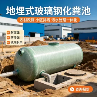 玻璃钢化粪池三级2/4/6/9/10/20/60/100立方大型三格成品化粪池罐