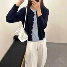 2025秋冬新款针织毛衣假两件细羊毛纽扣开衫休闲气质韩版拼色女装