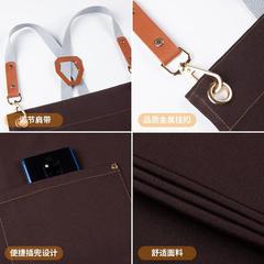 跨境批發餐飲防污帆布圍裙logo印字工裝風咖啡店奶茶店圍腰工作服