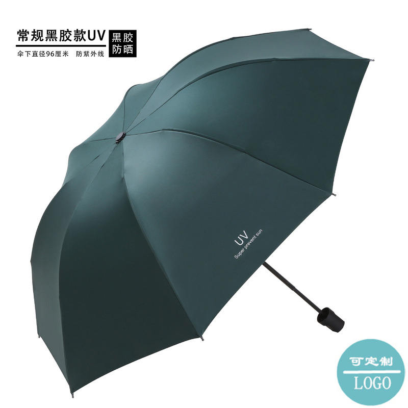 60骨自动大号黑胶防晒防紫外线太阳伞女折叠广告伞晴雨伞定制logo|undefined