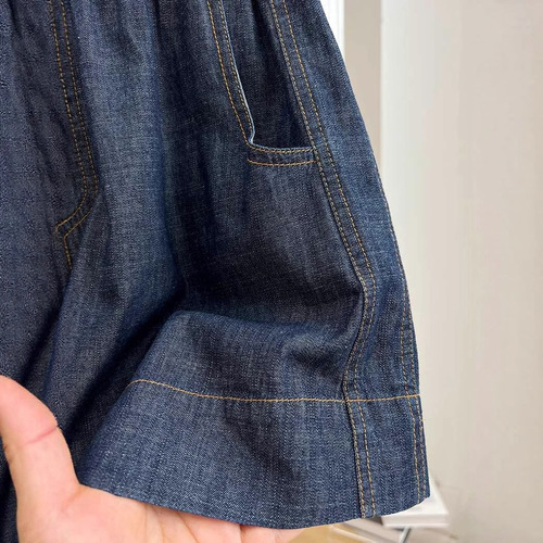 European goods high-end elastic waist casual jeans shorts for women summer thin loose high waist A word wide-legged pants hot pants fashion 