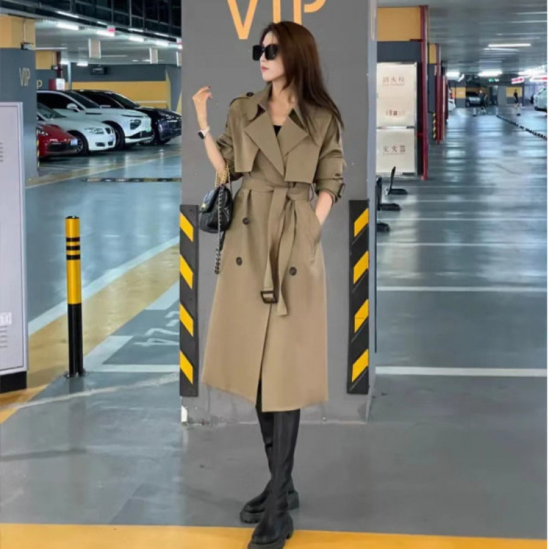 ng2510292 Nueva gabardina de alta gama por encima de la rodilla para mujer Primavera y Otoño 2024, Diseño elegante, Estilo británico, Doble botonadura,_voghion.com