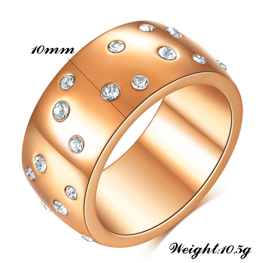 Ig Style Vintage Style Geometric Titanium Steel Inlay Zircon Wide Band Rings display picture 1