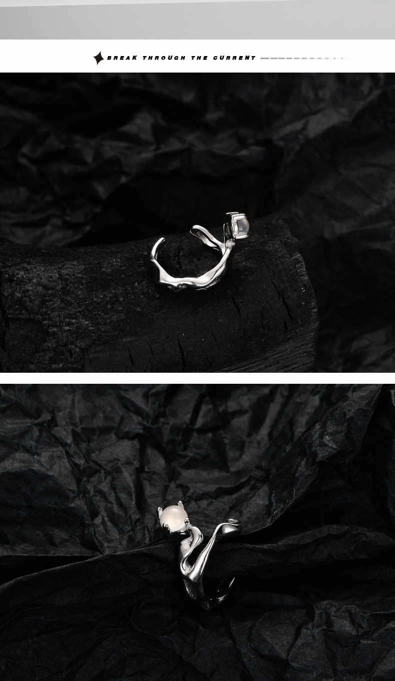 Fashion Irregular Silver Plating Inlay Agate Ear clips 1 Piece