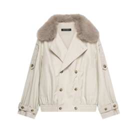 TAOP&ZA早秋新款女装欧美风气质时尚毛领饰短款夹克外套3811243