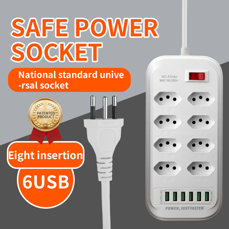 Exportaciones de comercio exterior inteligentes para Brasil enchufe de enchufe 3 / 4 / 5 / 6 con enchufe de alimentación 3USB