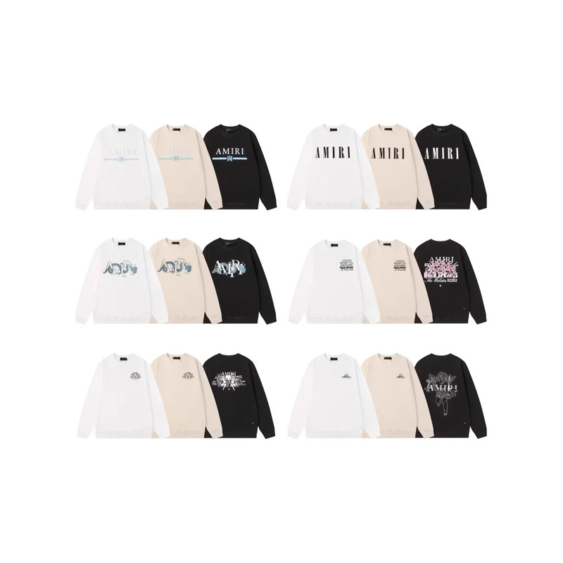 Cross-Border High-End Version Amiri In-Stock Logo Letter Print Heavy-Weight Long-Sleeve Sweatshirt Couple's Style Cross-Border High-End Version Amiri In-Stock Logo Letter Print Heavy-Weight Long-Sleeve Sweatshirt Couple's Style