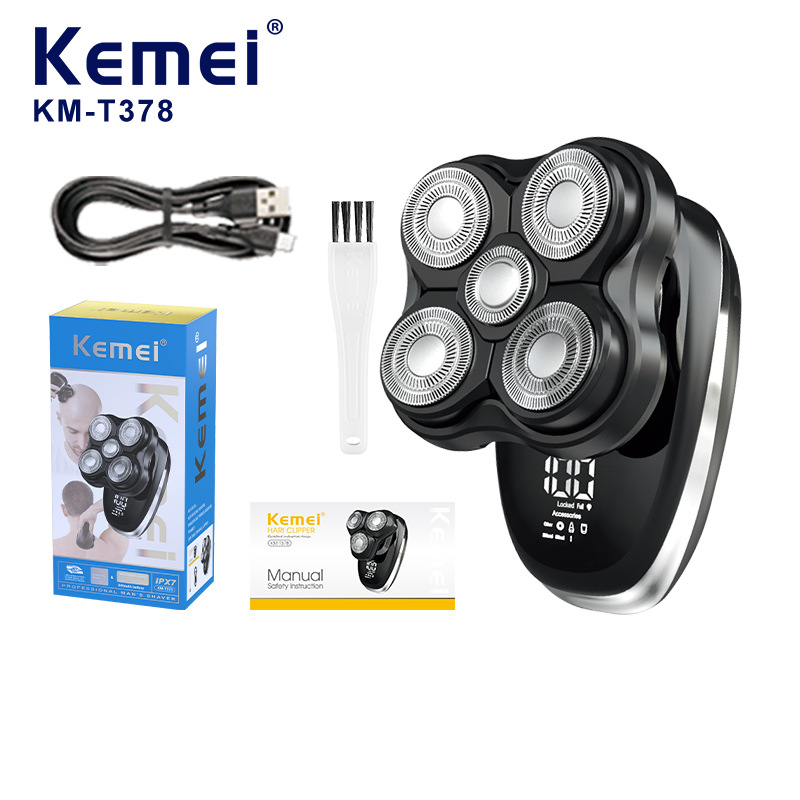 Kemei Kemei afeitador eléctrico de 5 cabezas KM-T378 afeitador eléctrico nuevo impermeable afeitador de hombre