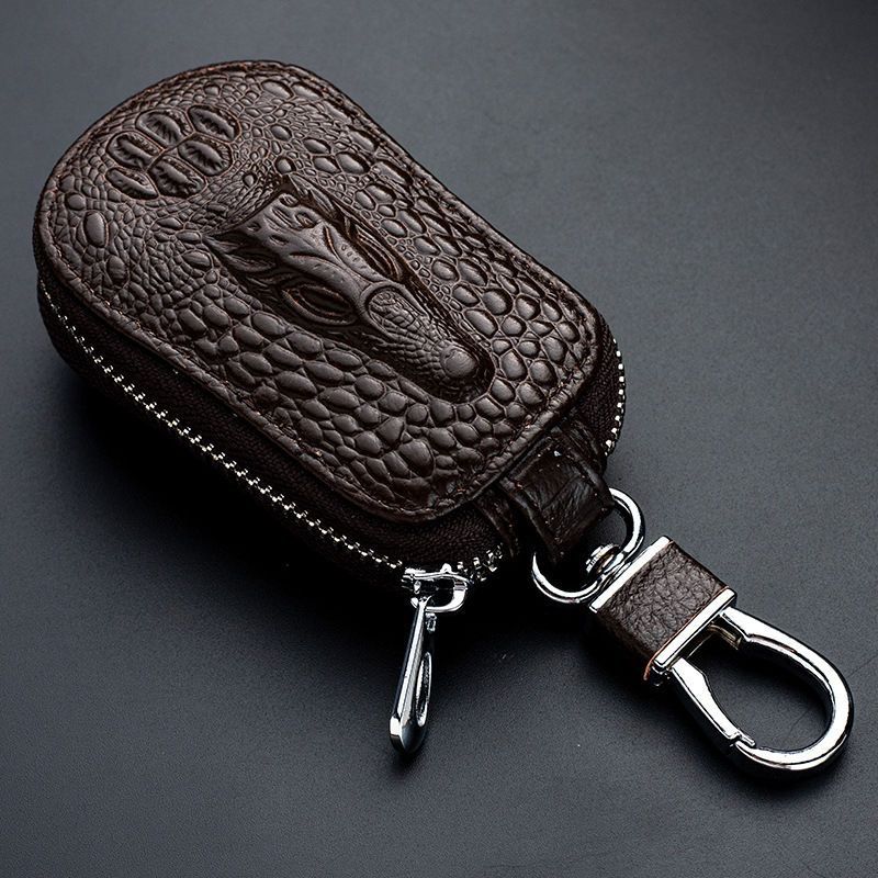 Estuche para Llaves de Coche de Cuero de Alta Gama para Hombre y Mujer, Estilo Llavero, Comercio Exterior, Doble Capa, Universal