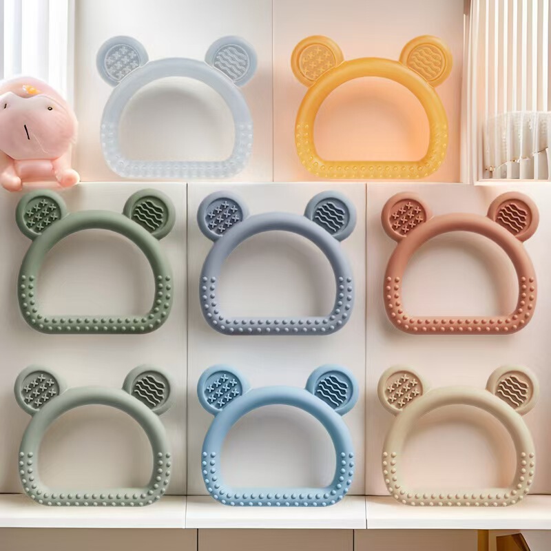 Baby Teething Stick Silicone Teether 6-12 Months Infant Food-Grade Ring Grip Food-Grade Silicone