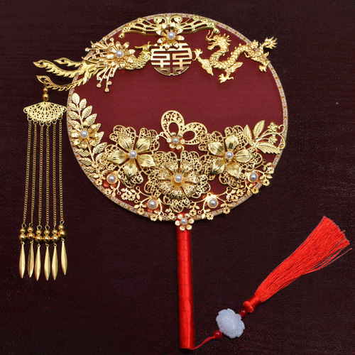 One piece delivery fan, ancient style bridal fan, wedding finished fan material DIY Xiuhe fan wholesale