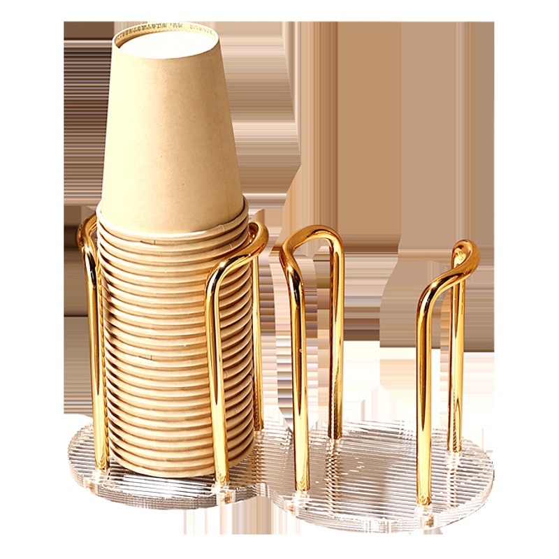 Luz de lujo de papel titular de la taza desechable acrílico taza de almacenamiento rack hogar café té taza titular