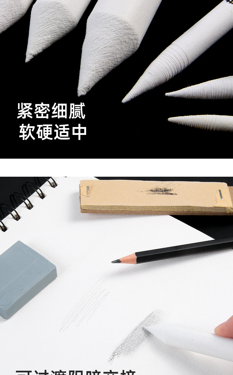 25件套纸擦笔全套素描画笔套装美术生绘画涂抹笔速写揉擦宣纸笔-阿里巴巴