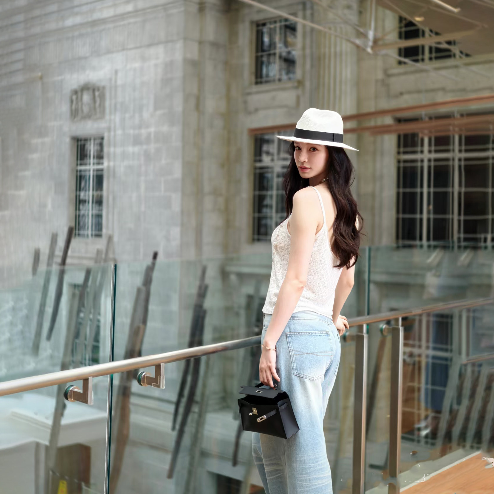 Summer Sun Protection Straw Panama Hat Wide Brimmed Beach Travel Hat For Men And Women_voghion.com
