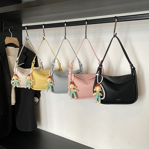 Retro textured underarm bag new style women's fashionable solid color casual cross-span bag lychee pattern commuter shoulder bag