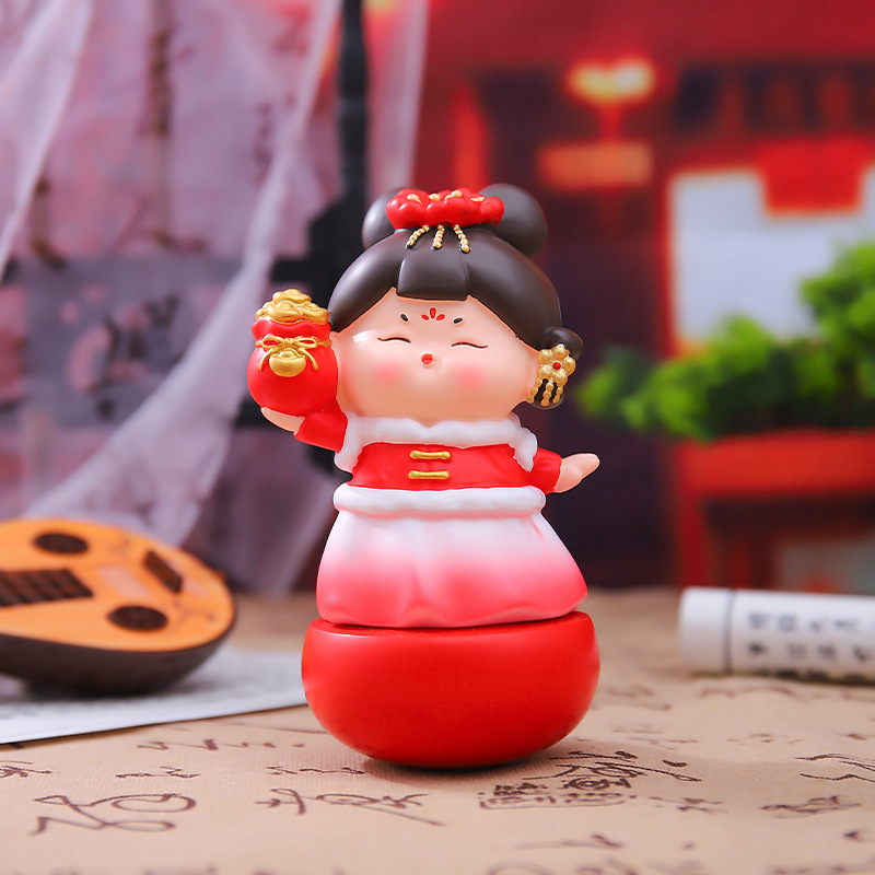 新款国风古典唐宫赋不倒翁小姐姐小号摆件创意桌面摆件送朋友礼物|undefined