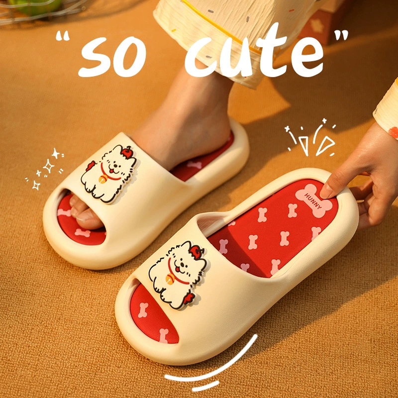 Nanbowan милые тапочки с изображением коровы и щенка для женщин, летняя верхняя одежда с героями мультфильмов, домашние нескользящие летние сандалии на толстой подошве