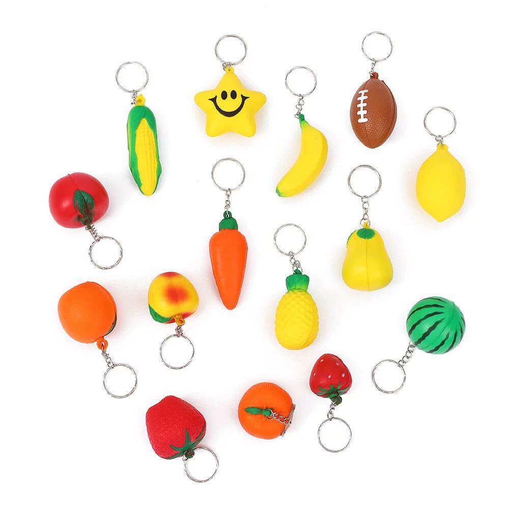 Амазонка взрывной PU брелок губка пузырь смайлик стресс мяч для детей декомпрессия вентиляция игрушки фрукты украшения