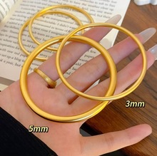 越南沙金古法传承手镯女仿真黄金镯子实心素圈手环小众高级感饰品