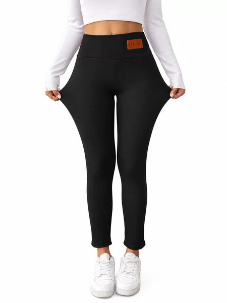 2026 new cross-border women's cashmere thermal pants, slim fit, plus velvet, thickened, high-waisted, elastic, base layer