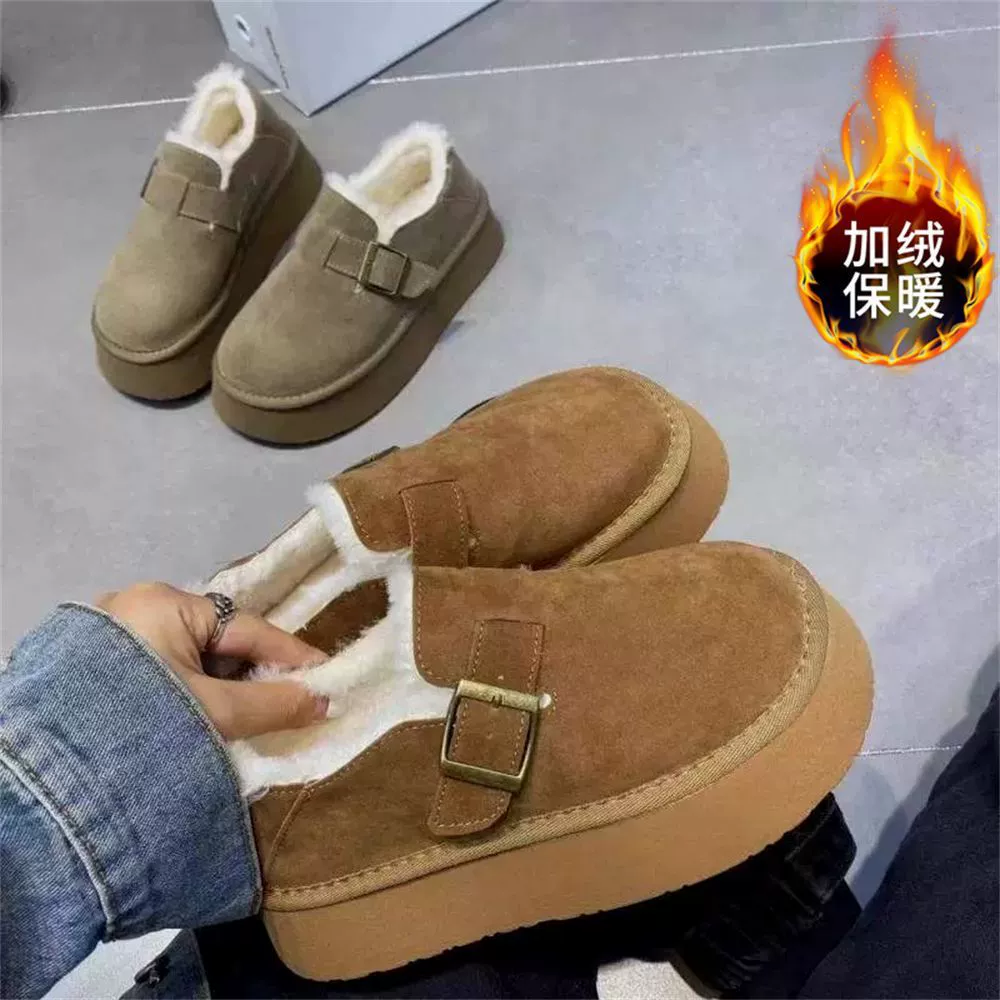 Зимние сапоги, женская зимняя обувь Boken, женская новая Толстая теплая Нескользящая хлопчатобумажная обувь на флисовой подкладке, 2023, непромокаемые хлебные туфли