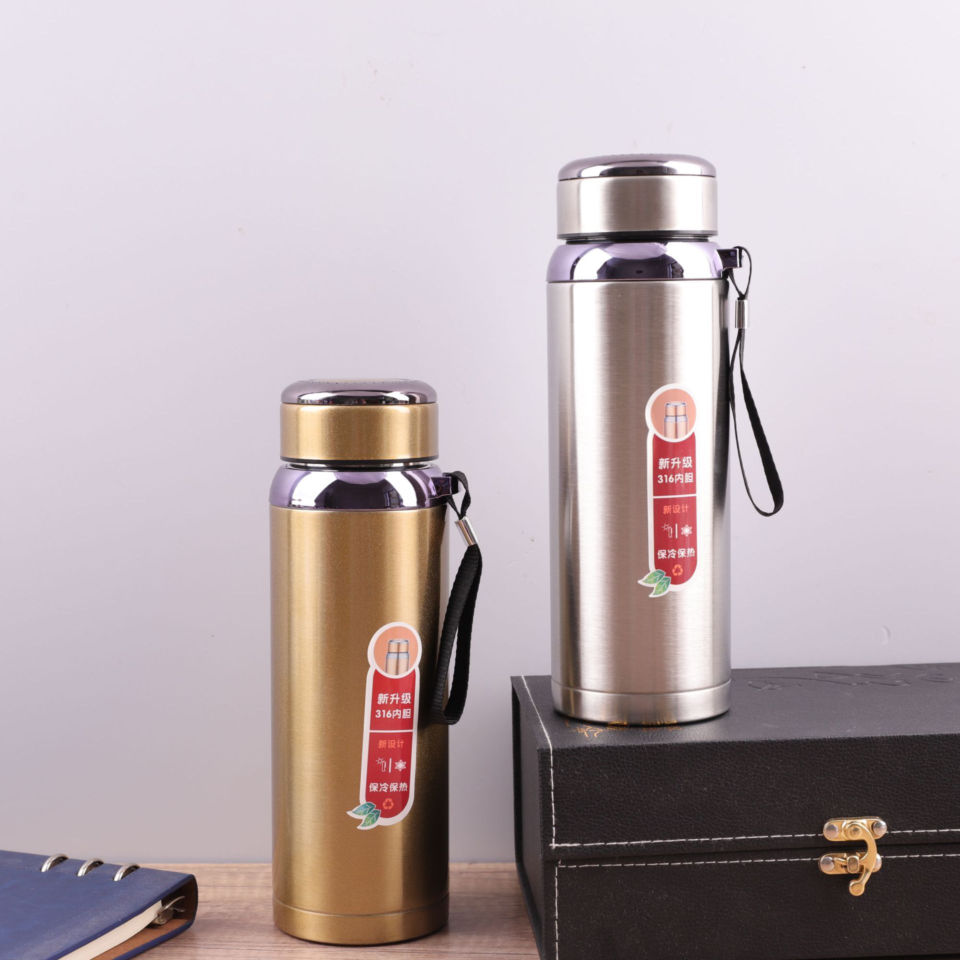 Nuevo 316 de acero inoxidable taza del vacío gradiente Sling olla viaje gran capacidad deportes al aire libre hervidor logotipo por mayor