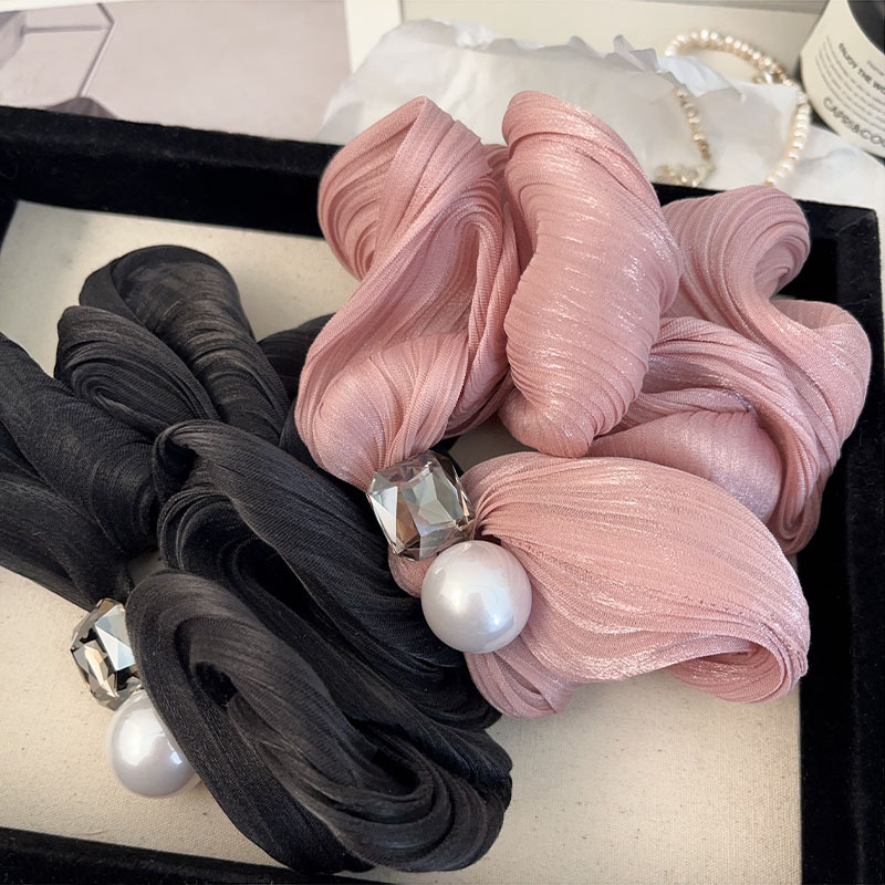 Women's Pearl And Diamond Hair Tie Korean Style Elegant Accessory_voghion.com