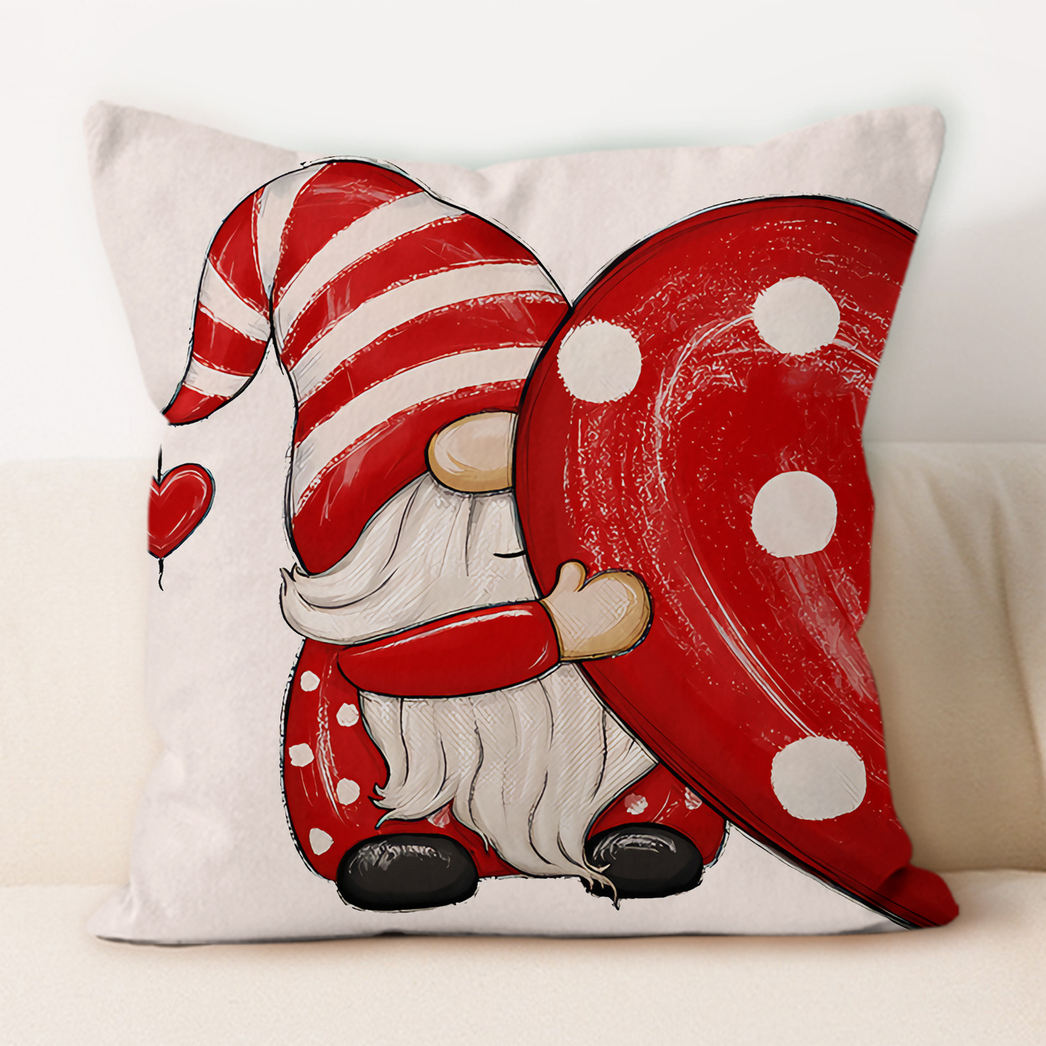 Amazon nuevo día de San Valentín almohada de asiento sofá cubierta de cojín lino estampado a cuadros rojos almohada de decoración para el hogar