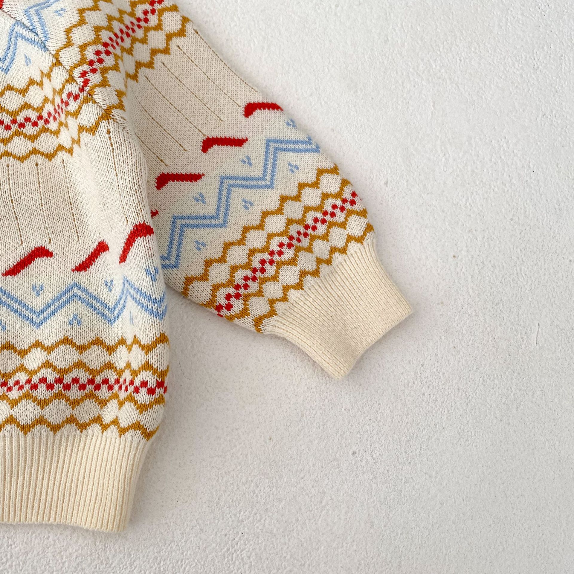 2024 őszi új unisex jacquard kötött szett fiúknak, lányoknak, babáknak, hosszú ujjú kardigán és khaki színben külön-külön_voghion.com