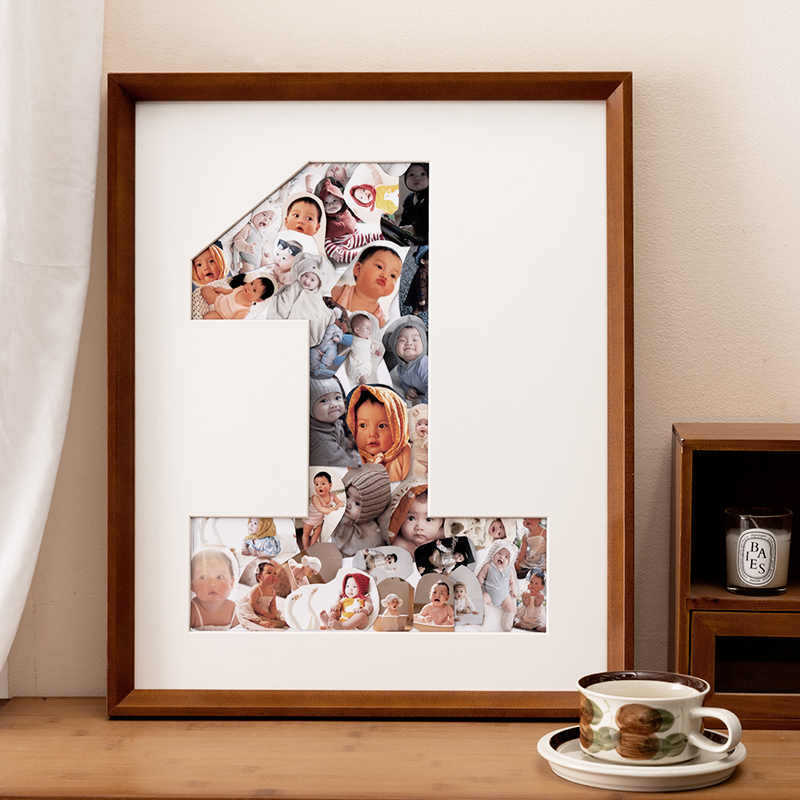Baby First Anniversary Photo Frame Creative DIY Printing Photo Kidsren's Growth Record 1St Anniversary Solid Wood Picture Frame Wall Hanging