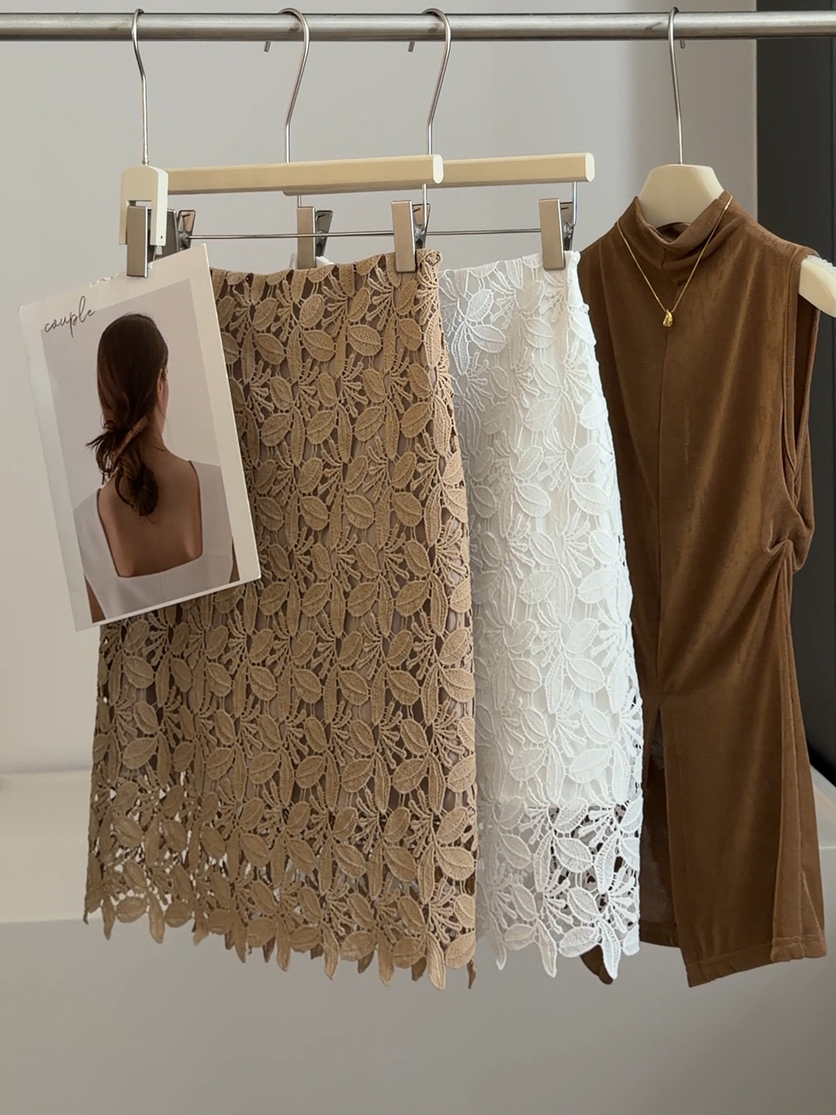 Women's Lace Embroidered Hollow out Midi Skirt High Waist Slimming Sexy A-Line Bodycon for Summer Versatile Fashionable Bottoms_ecoleips.com