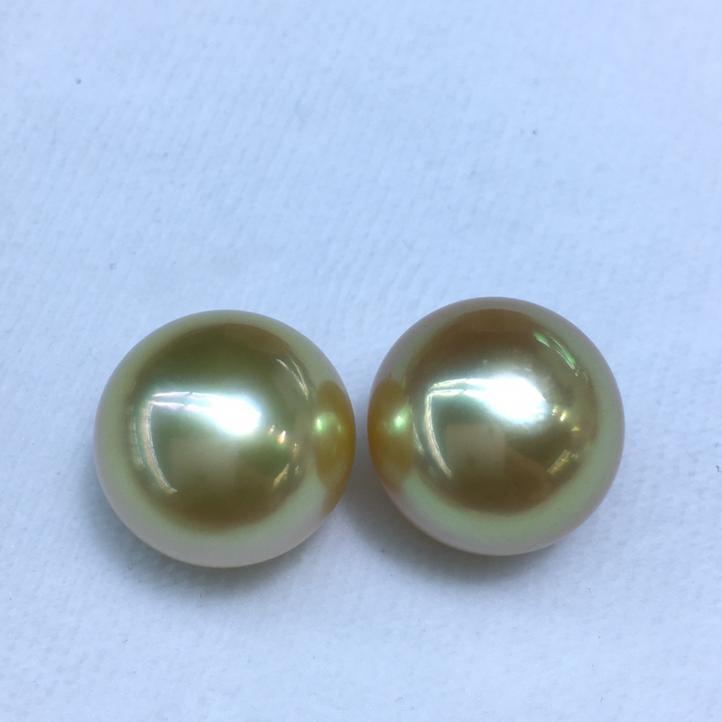 Natural Philippine strong tea gold to beads nearly 15.0mm point full round luster good strong tea golden color