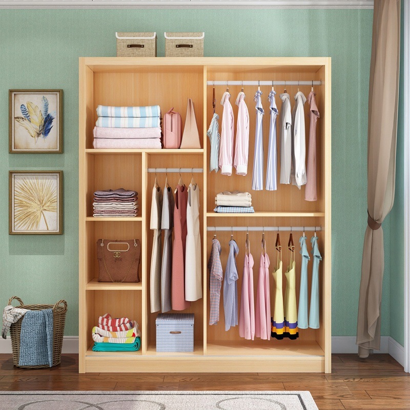 Todo el armario de madera sólida de madera de pino corredera simple tronco dormitorio adulto dos puertas armario de almacenamiento infantil montaje image 2