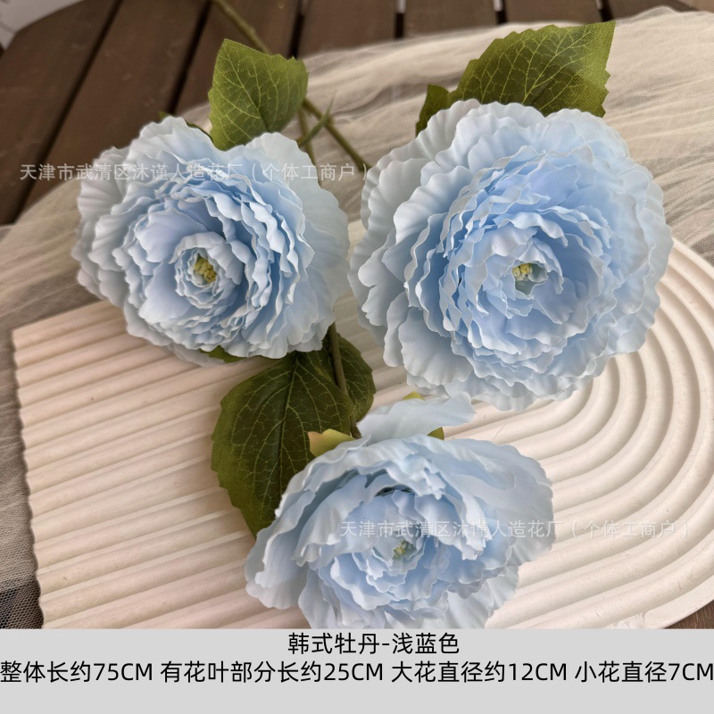 한국식 모란 하늘색