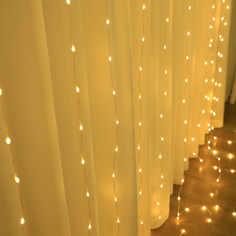 Transfronterizo nueva luz LED de color USB control remoto de ocho funciones cordón de cuero cortina de luz impermeable decoraciones de cumpleaños de Navidad cadena de luz